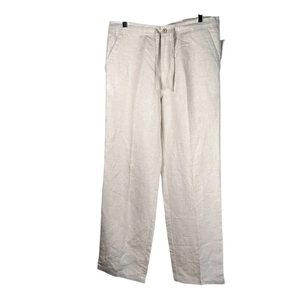 Havana Shirt Co Size Medium 32/34 Men Linen Pants Khaki